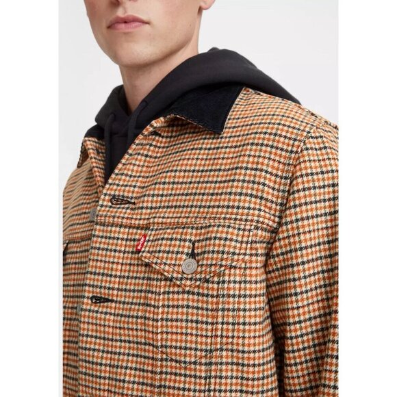 NEW! Vintage Fit Levi's Premium Houndstooth Trucker Jacket Wool Blend SZ S - Picture 2 of 16